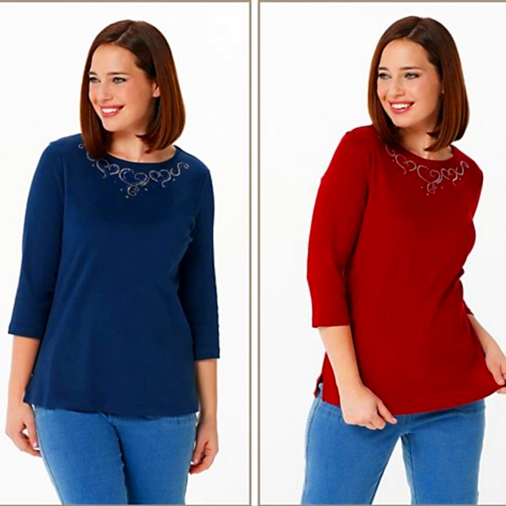 QUACKER FACTORY set of 2  EMBELLISHED TOPS